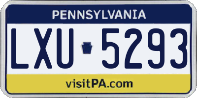 PA license plate LXU5293