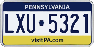PA license plate LXU5321