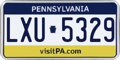 PA license plate LXU5329