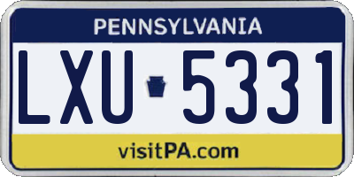 PA license plate LXU5331