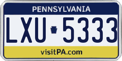 PA license plate LXU5333