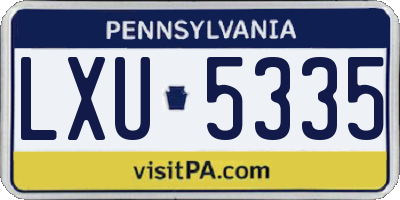PA license plate LXU5335