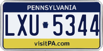 PA license plate LXU5344