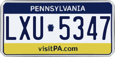 PA license plate LXU5347