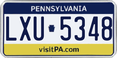PA license plate LXU5348
