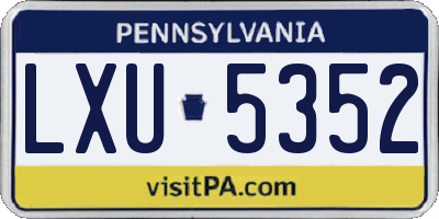 PA license plate LXU5352