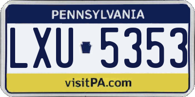 PA license plate LXU5353