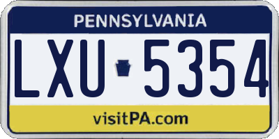 PA license plate LXU5354