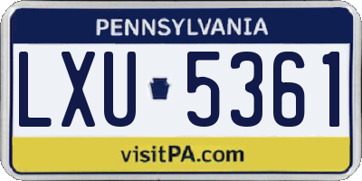 PA license plate LXU5361