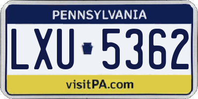 PA license plate LXU5362