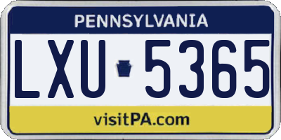 PA license plate LXU5365