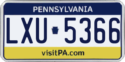 PA license plate LXU5366