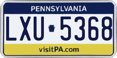 PA license plate LXU5368