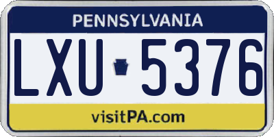 PA license plate LXU5376