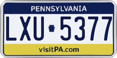 PA license plate LXU5377