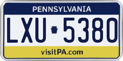 PA license plate LXU5380