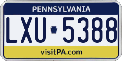 PA license plate LXU5388