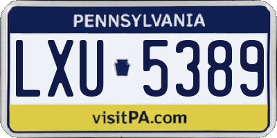 PA license plate LXU5389