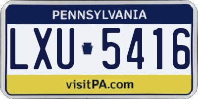 PA license plate LXU5416