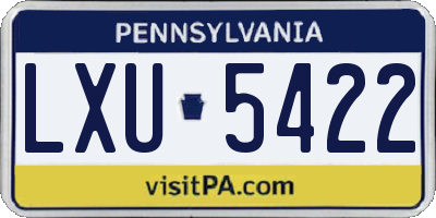 PA license plate LXU5422