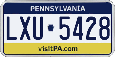 PA license plate LXU5428