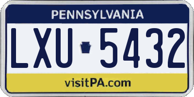 PA license plate LXU5432