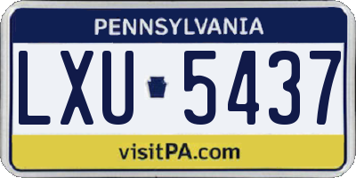 PA license plate LXU5437