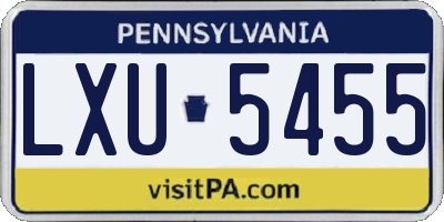 PA license plate LXU5455