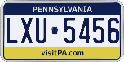PA license plate LXU5456