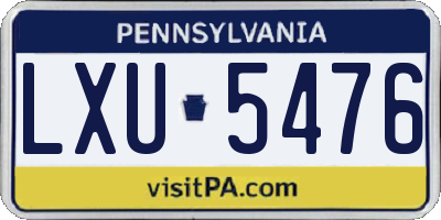 PA license plate LXU5476