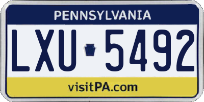 PA license plate LXU5492