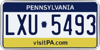 PA license plate LXU5493