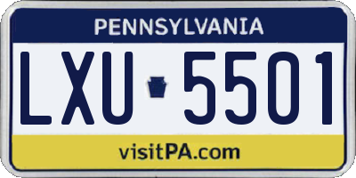 PA license plate LXU5501