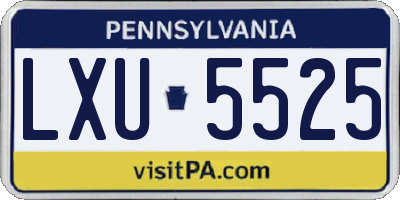 PA license plate LXU5525