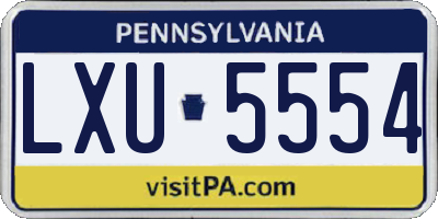 PA license plate LXU5554