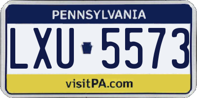 PA license plate LXU5573