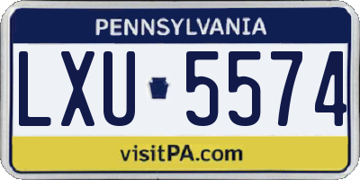 PA license plate LXU5574