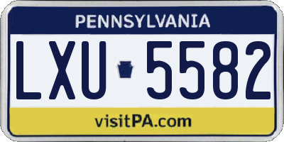 PA license plate LXU5582