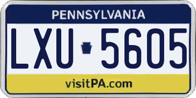 PA license plate LXU5605