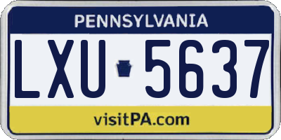 PA license plate LXU5637