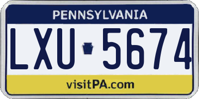 PA license plate LXU5674