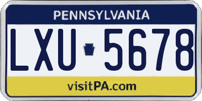 PA license plate LXU5678