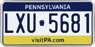 PA license plate LXU5681
