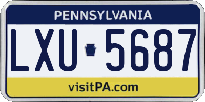 PA license plate LXU5687