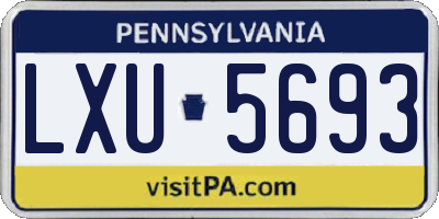 PA license plate LXU5693