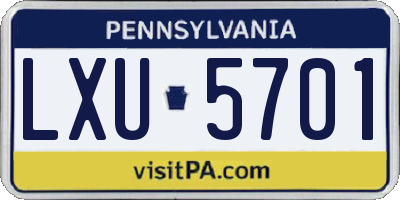 PA license plate LXU5701