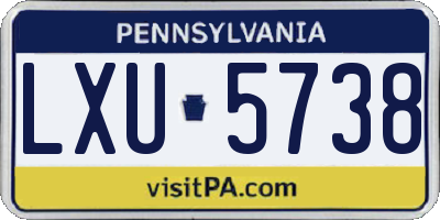 PA license plate LXU5738