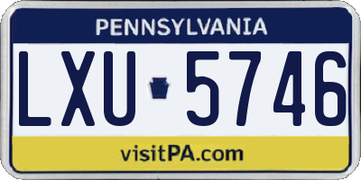 PA license plate LXU5746