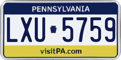 PA license plate LXU5759