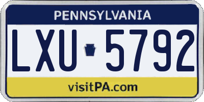 PA license plate LXU5792